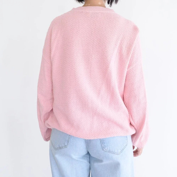 Vintage Willow Ridge Pink Cable Knit Mockneck Barbiecore Preppy Sweater L - Picture 3 of 10